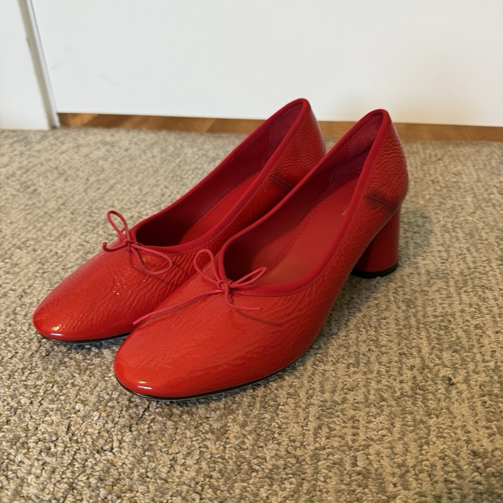 Mansur Gavriel Dream Pump NEW Leather Block Heel Red EU 38.5 / US 8 $495 - Picture 2 of 7